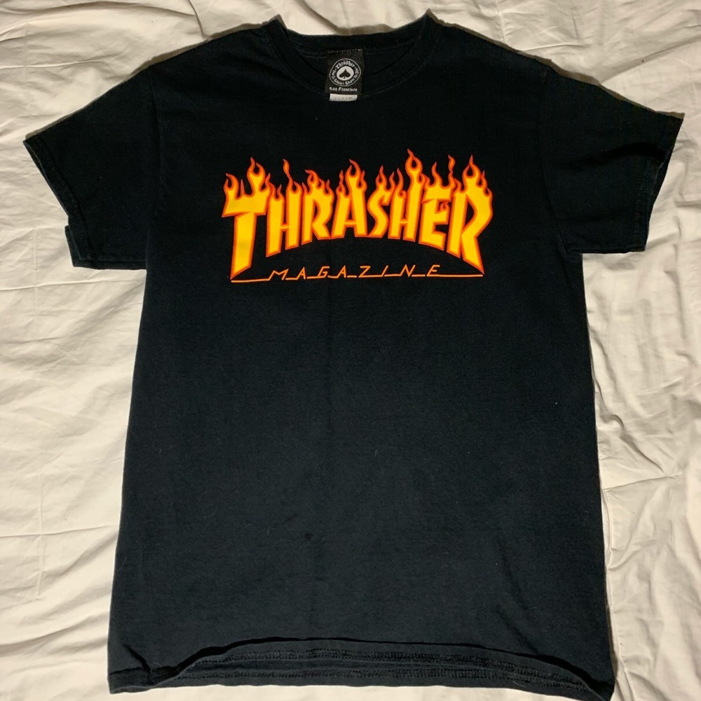 Thrasher Flame Logo Black Tee Shirt